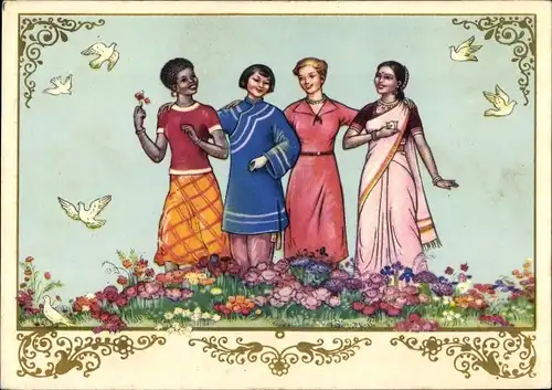 Künstler Ak Bartzilowski, Sowjetische Propaganda, Weltjugendfestival Moskau 1957, UdSSR, Russland