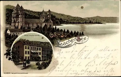 Sonnenschein Litho Glees in der Eifel, Hotel Maria Laach, Kloster