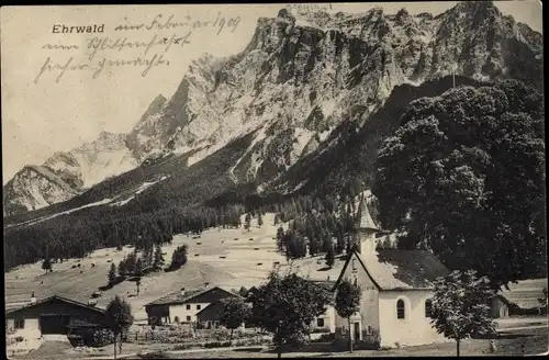 Ak Ehrwald in Tirol, Kirche, Teilansicht