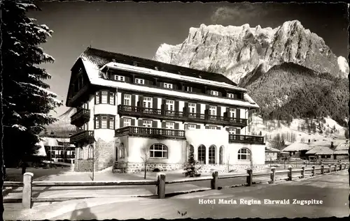 Ak Ehrwald Tirol Österreich, Hotel Maria Regina, Zugspitze