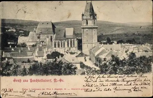Ak Perchtoldsdorf in Niederösterreich, Teilansicht, Kirche