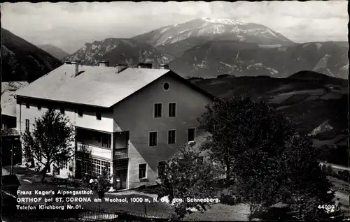 Ak Orthof am Wechsel in Niederösterreich, Alpengasthof, Schneeberg