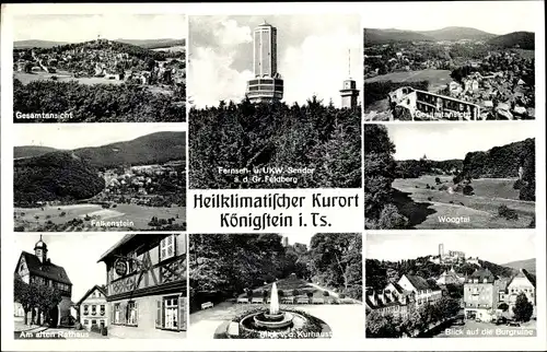 Ak Königstein im Taunus, Fernsh UKW Sender, Panorama, Woogtal, Burgruine, Altes Rathaus