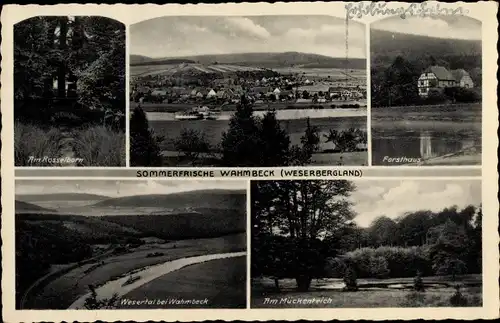 Ak Wahmbeck Bodenfelde an der Weser, Wesertal, Forsthaus, Mücketeich, Panorama