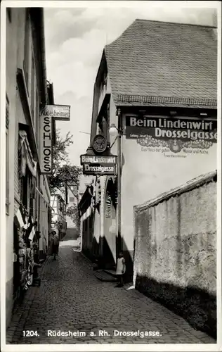 Ak Rüdesheim am Rhein, Drosselgasse, Beim Lindenwirt, Weinhaus zum Rüdesheimer Schloss