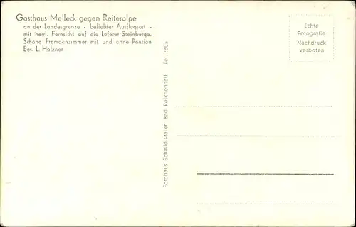 Ak Melleck Schneizlreuth Berchtesgadener Land, Gasthaus, Reiteralpe