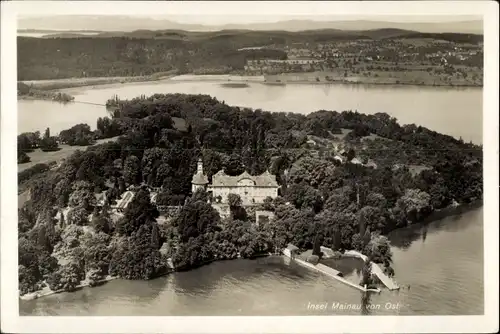 Ak Insel Mainau im Bodensee, Fliegeraufnahme von Ost