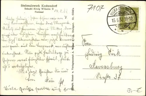 Ak Kochendorf Bad Friedrichshall Baden Württemberg, Steinsalzwerk, Schacht König Wilhelm II