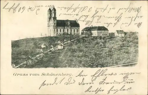 Ak Schönenberg Ellwangen Jagst, Blick zur Wallfahrtskirche
