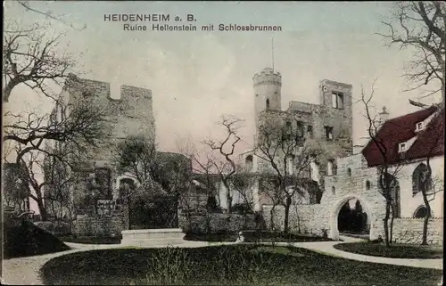 Ak Heidenheim an der Brenz, Ruine Hellenstein mit Schlossbrunnen