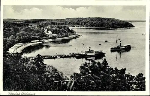 Ak Glücksburg an der Ostsee, Seebrücke