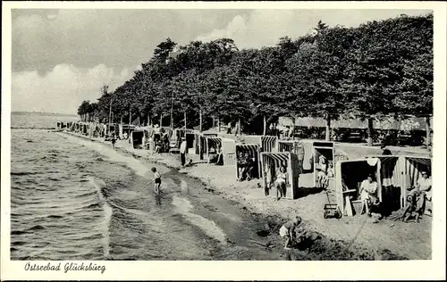 Ak Glücksburg an der Ostsee, Strandleben