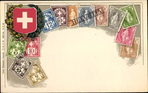Briefmarken Litho Schweiz, Helvetia