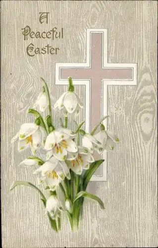 Ak Glückwunsch Ostern, Kreuz, Schneeglöckchen