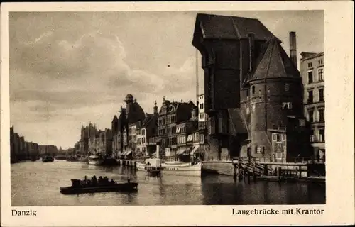 Ak Gdańsk Danzig, Langebrücke, Krantor