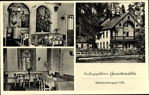 Ak Marktschorgast im Fichtelgebirge, Ausflugsgaststätte Grundmühle, Innenansicht