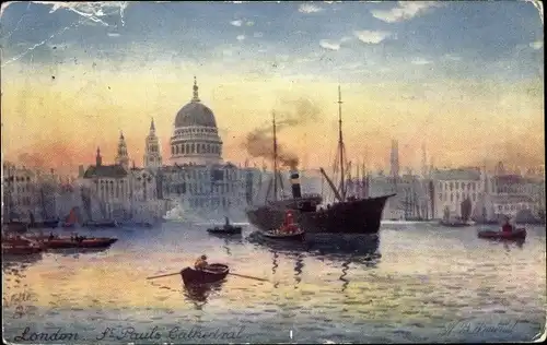 Künstler Ak Wimbush, H.B., London, St. Pauls Cathedral, Steamer