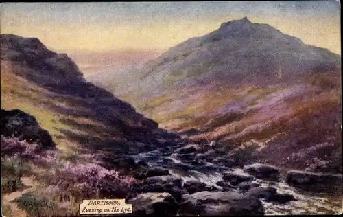 Künstler Ak Dartmoor Devon England, Evening on the Lyd, Landschaft
