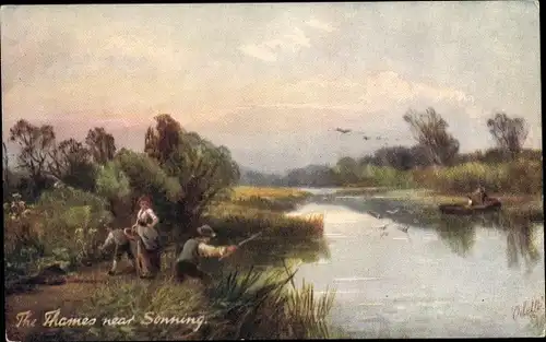 Künstler Ak Sonning South East England, The Thames, Landschaft