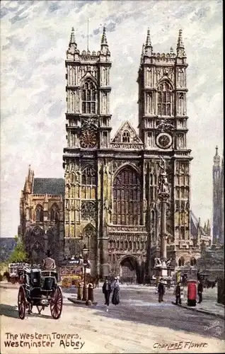 Künstler Ak Flower, Charles, London City, Westminster Abbey, Western Towers