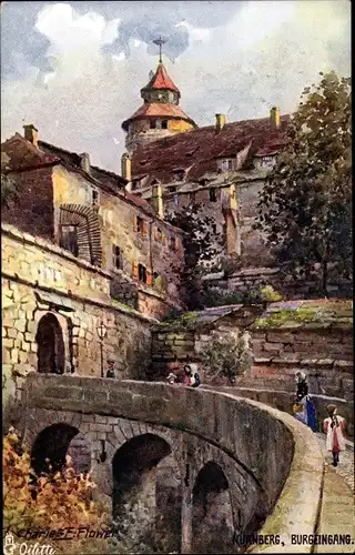 Künstler Ak Flower, Charles, Nürnberg in Bayern, Burgeingang