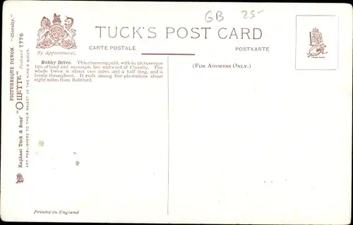 Künstler Ak Jenkins, Clovelly Devon, View from the Hobby Drive