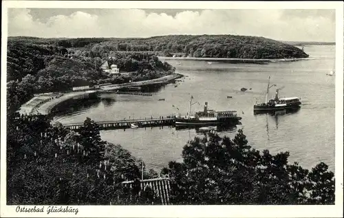 Ak Glücksburg an der Ostsee, Seebrücke