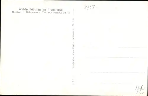 Ak Bremke Gleichen Landkreis Göttingen, Waldschlösschen im Bremkertal