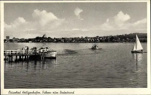 Ak Ostseebad Heiligenhafen, Fähren zum Badestrand