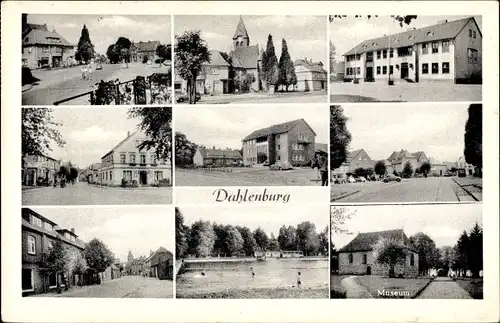 Ak Dahlenburg in der Lüneburger Heide, Museum, Freibad, Straßenpartie, Kirche