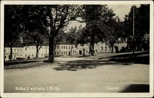 Foto Ak Scheibenberg im Erzgebirge, Markt