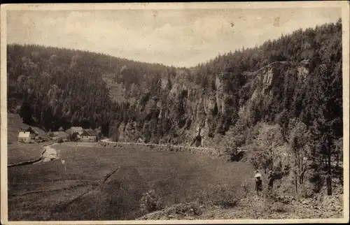 Ak Hinterer Grund Marienberg im Erzgebirge Sachsen, Tal der schwarzen Pockau