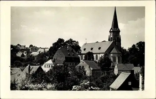 Ak Lengefeld im Erzgebirge Sachsen, Kirche, Häuser mit Gärten