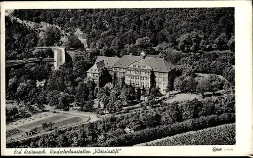 Ak Bad Kreuznach in Rheinland Pfalz, Kinderheilanstalten Viktoriastift, Luftbild