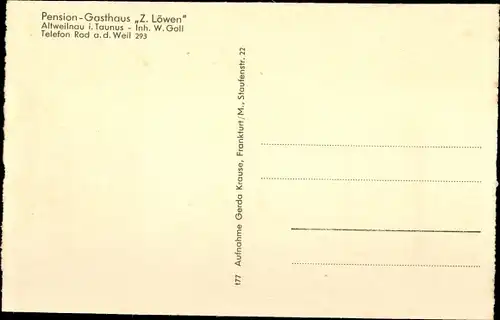 Ak Altweilnau Weilrod im Taunus, Pension-Gasthaus Zum Löwen