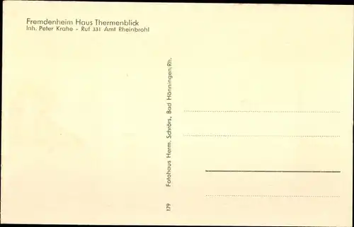 Ak Bad Hönningen am Rhein, Fremdenheim Haus Thermenblick