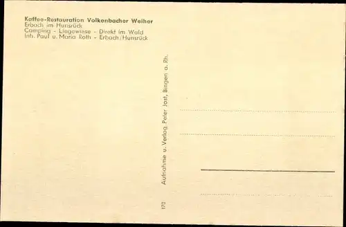 Ak Erbach im Hunsrück, Kaffee-Restauration Volkenbacher Weiher, Innenansicht