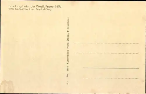 Ak Betzdorf an der Sieg, Erholungsheim der Westf Frauenhilfe, Concordia