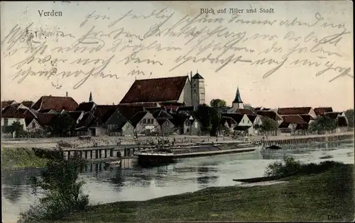 Ak Verden an der Aller, Blick auf Aller und Stadt