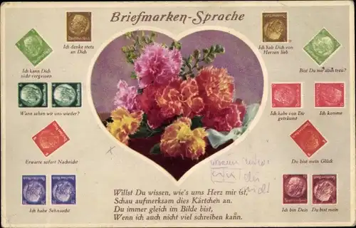 Briefmarken Ak Briefmarkensprache, Nelken
