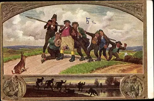 Künstler Ak Hey, Paul, Sage, Die sieben Schwaben, Hase, Märchen Nr. 318