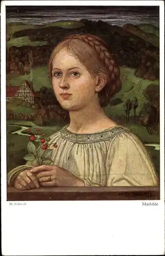 Künstler Ak Schiestl, Matthäus, Mathilde, Frauenportrait