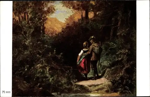 Künstler Ak Spitzweg, Carl, Pirschgang, Liebespaar, Jäger