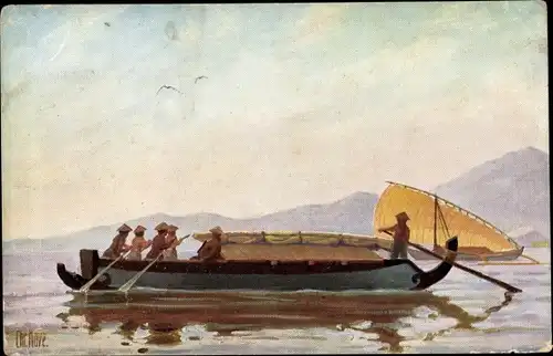 Künstler Ak Rave, Chr., Marine Galerie 84, Javanisches Transportboot, 19. Jahrhundert