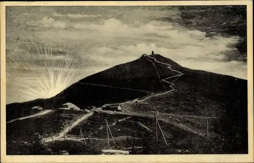 Ak Malá Úpa Kleinaupa Riesengebirge Region Königgrätz, Schneekoppe, Sonnenaufgang