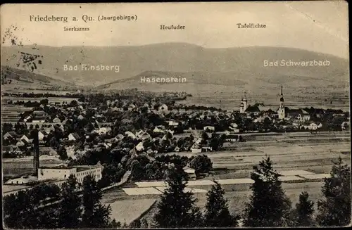 Ak Mirsk Friedeberg am Queis Schlesien, Panorama, Iserkamm, Heufuder, Tafelfichte, Bad Flinsberg