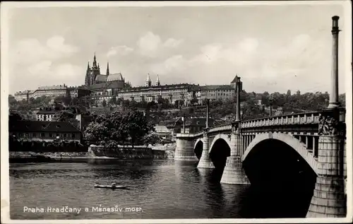 Ak Praha Prag Tschechien, Manesbrücke, Hradschin