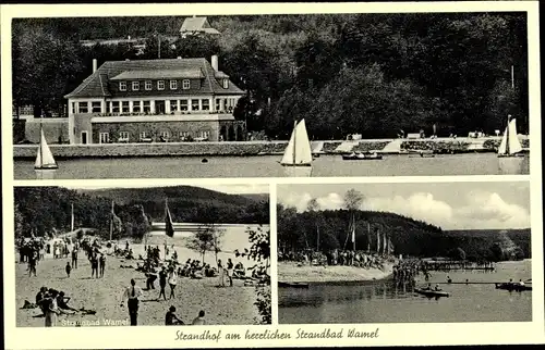 Ak Wamel Möhnesee in Westfalen, Strandbad Wamel, Strandhof Recklingloh & Sohn