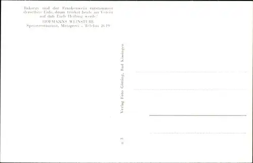 Ak Bad Kissingen Unterfranken Bayern, Hofmanns Weinstuben