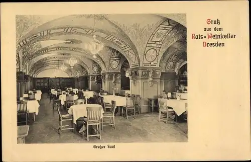 Ak Dresden Altstadt, Rats-Weinkeller, Großer Saal